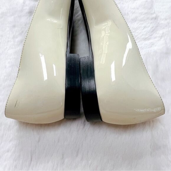 Saint Laurent Pointed Toe Patent Leather Ballet Flats Black Cream White 36 - Picture 10 of 13